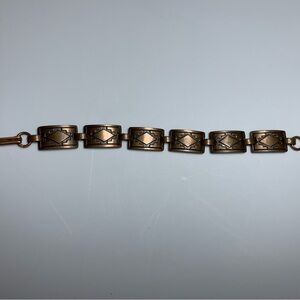 Vintage  American Sunrise Copper Geometric Link Bracelet